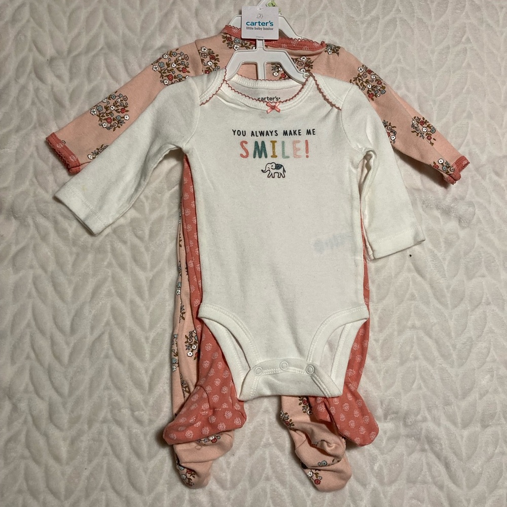Carter’s pink baby girl 3 piece set in size 3 (new)